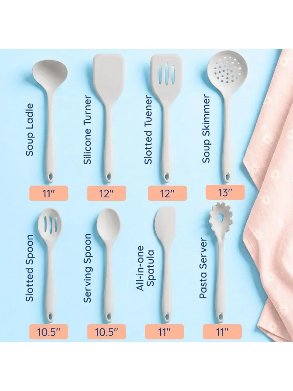 Eco-Friendly Silicone Kitchen Utensils Set, 8-Piece, Non-Toxic & Plastic-Free